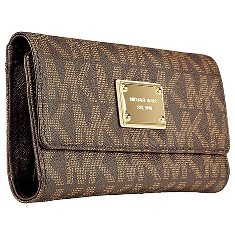 michael kors brown checkered wallet|michael kors signature wallet brown.